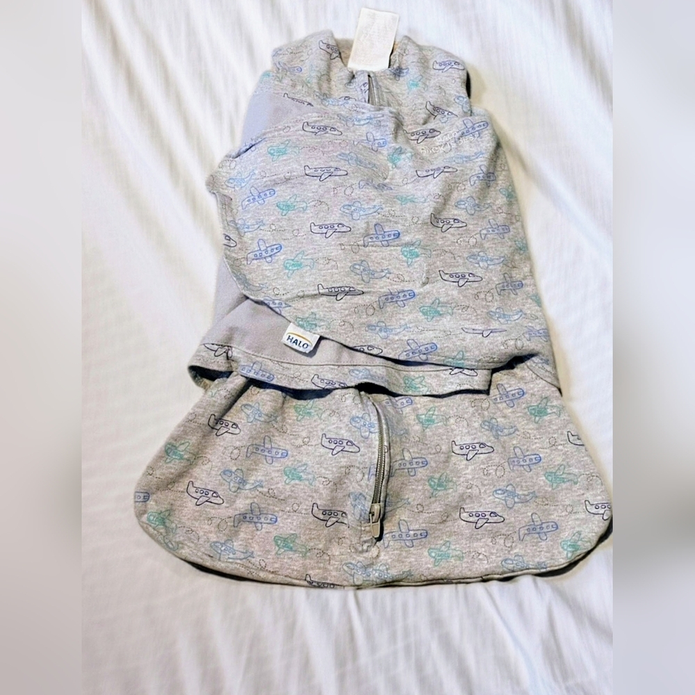Halo Gray Swaddle with Airplane Design